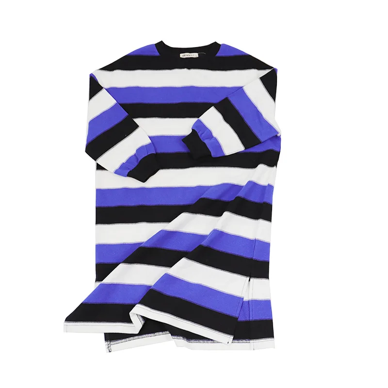 

Girls Dress Spring Korean Children's Skirt 2020 Spring Children's Clothing Long-sleeved Striped Middle and Big Children's Skirt