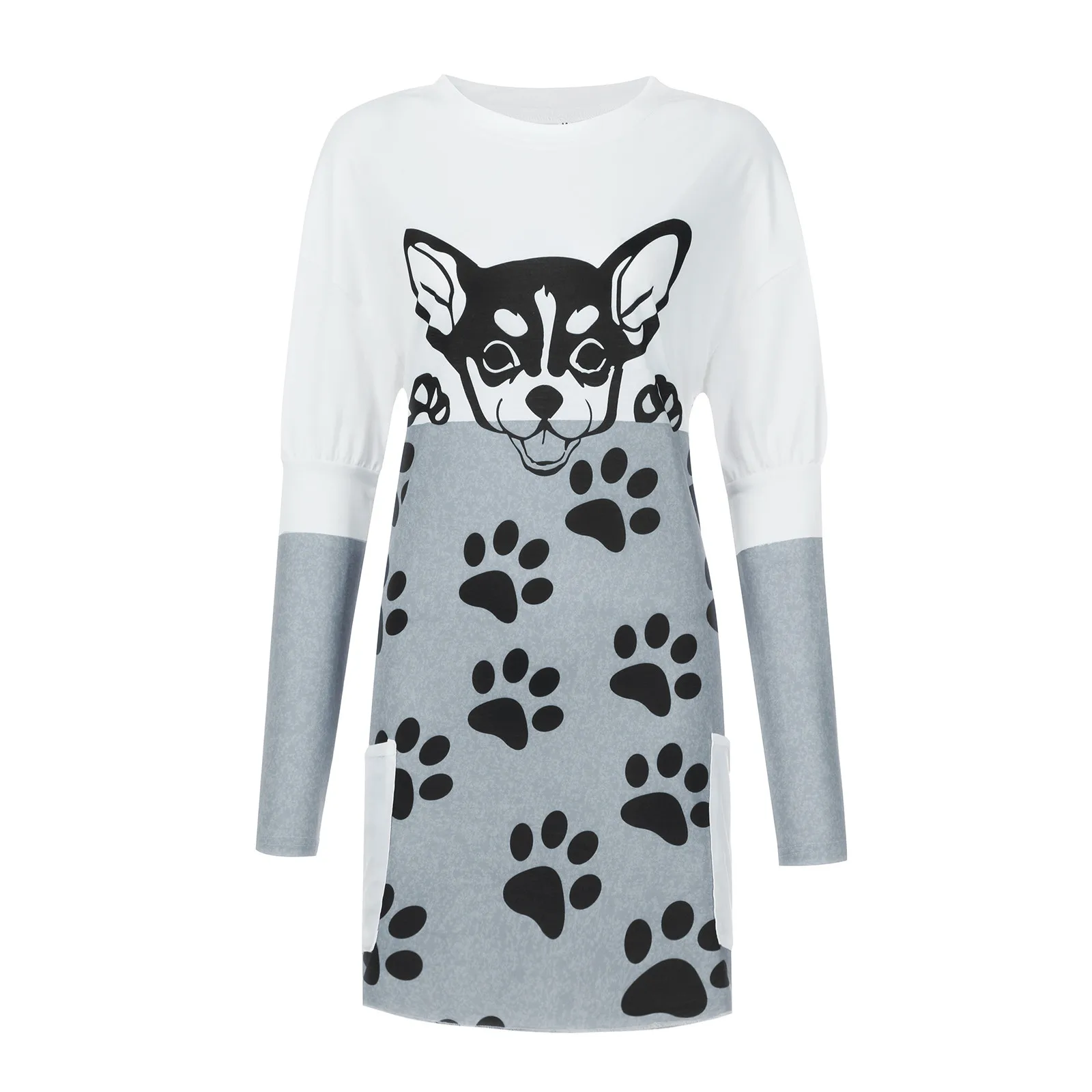 Женская футболка с принтом кошки модный топ двойными карманами и в стиле