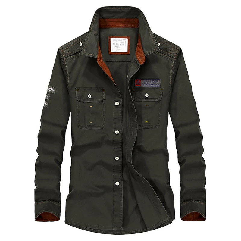 Мужская рубашка с длинным рукавом 100% хлопок цвет хаки|green shirt men|army green shirtbrand men |