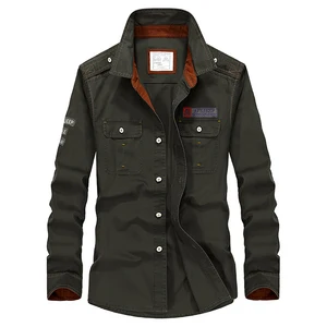 Мужская рубашка с длинным рукавом VINRUMIKA, повседневная армейская рубашка цвета хаки из 100% хлопка в стиле милитари на весну 2020, размера плюс, M-5XL