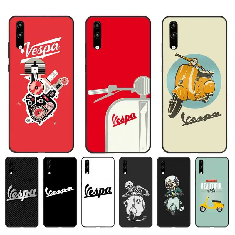 Черный мягкий чехол Yinuoda Vespa для телефона из ТПУ скутера Huawei Honor8X 8A 9 10 20 Lite 10i 20i 7A 7C