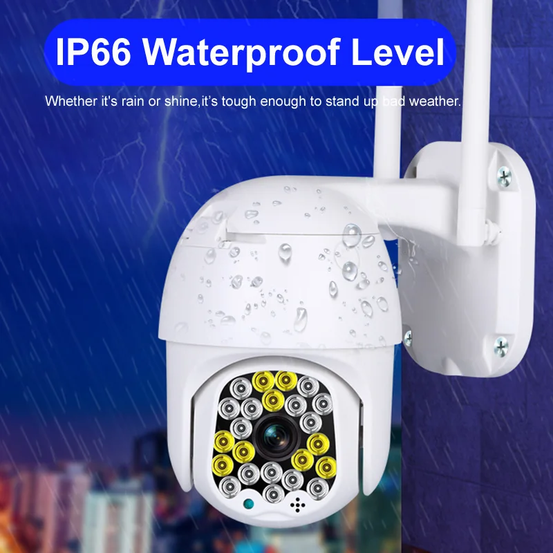 

1080P Outdoor IP Camera 360 PTZ Security Surveillance WiFi Camera Smart Motion Detection IP66 Colorful CCTV Monitor Wi Fi Cam