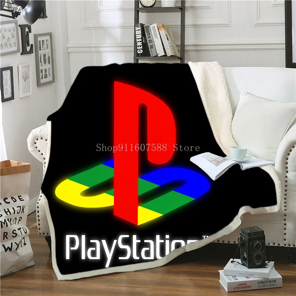 

Playstation Blanket Plush Throw Blanket Double Thick Lamb Blanket Sofa Blanket Square Blanket Boys PS Game Machine Plush Blanket
