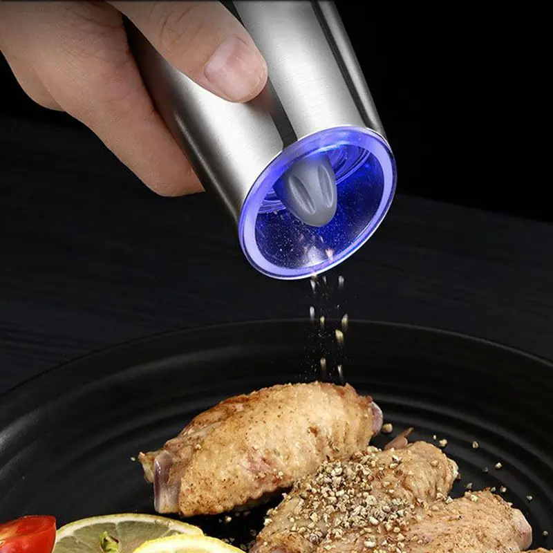 Automatic Salt and Pepper Grinder Gravity Electric Shaker Mill Adjustable Ceramic LED Light for Kitchen Spice Set | Дом и сад