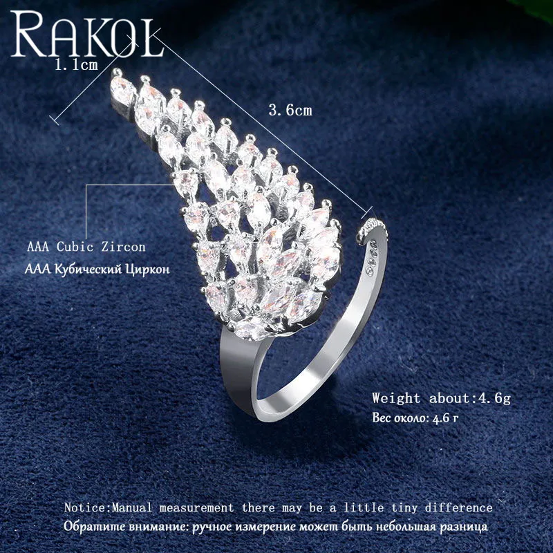 RAKOL белый цвет форма крыло Ангела полностью проложенный кубический циркон