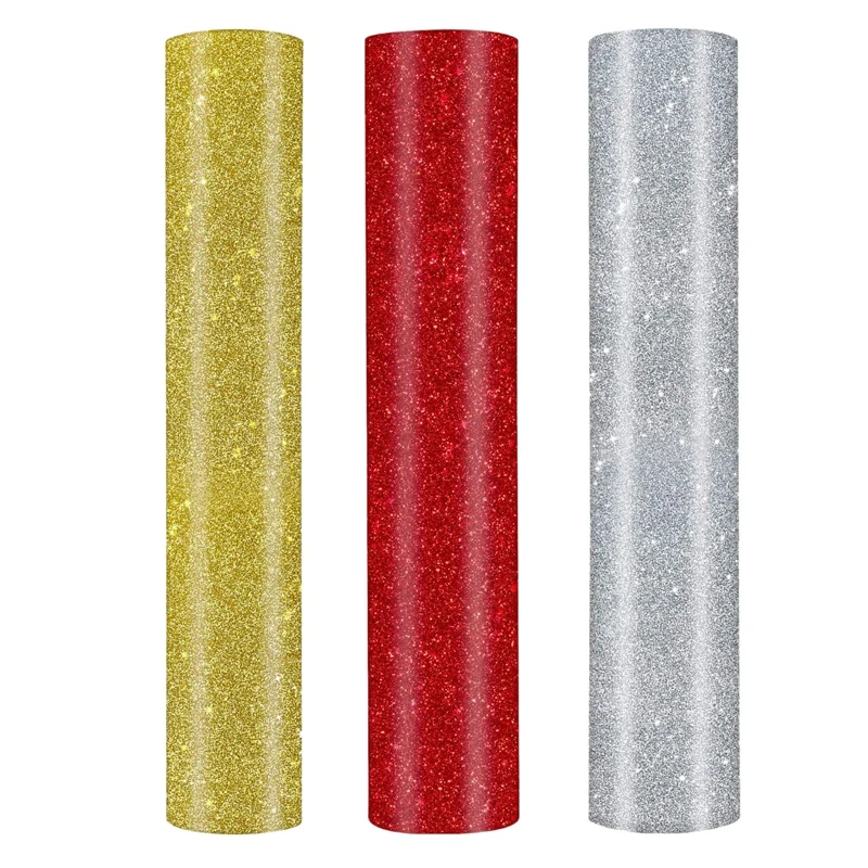 

Glitter Heat Transfer Vinyl For T-Shirts Hats Clothing Iron On HTV Compatible With Cricut Cameo Heat Press Machines