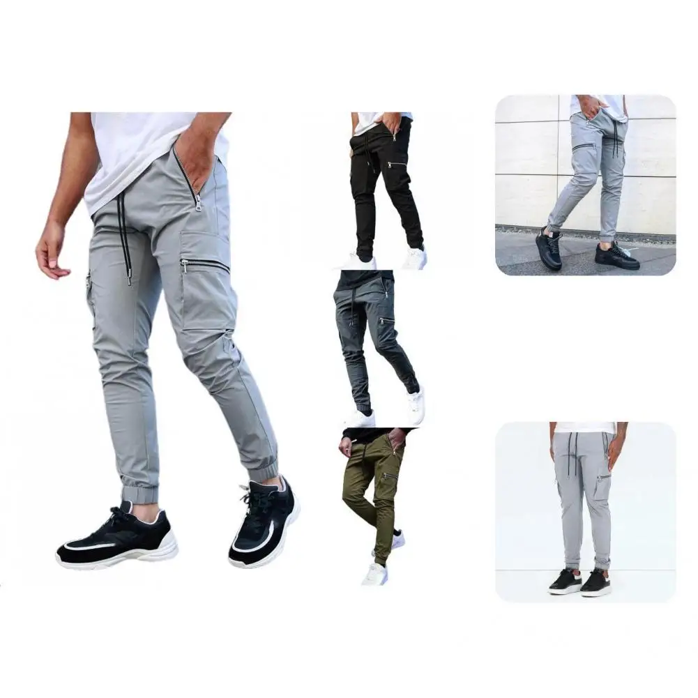 

Simple Soft Men Leisure Sports Pants Ankle Length Sports Pants Solid Color for Outdoor