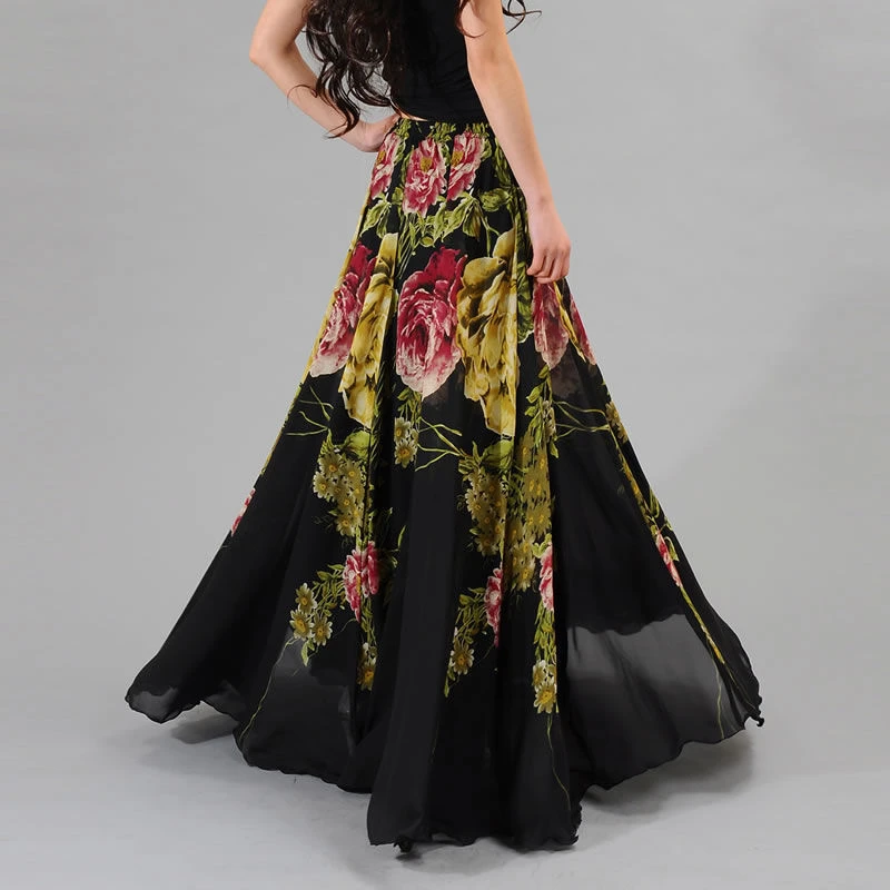 

Retro New Floral Maxi Summer Skirt Women Long High Waist Holiday Dance Skirt Elegant Beach Boho Hot Sale Lady Vintage Girl Fairy