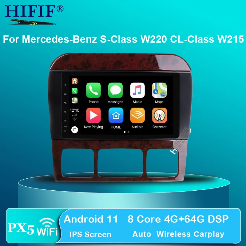 

Автомобильный радиоприемник IPS DSP 8 ядер 2Din Android 11 Стерео GPS-навигация для Mercedes-Benz S-Class W220 CL-Class W215 Bluetooth WIFI USB