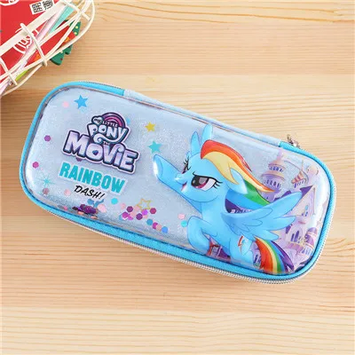 Blue 2 Kawaii Маленький Пони пенал; Забавный 3D единорог Пинки Пирог коробка для карандашей сумка для девочек большие канцелярские школьные принадлежности подарок - Цвет: Blue 2