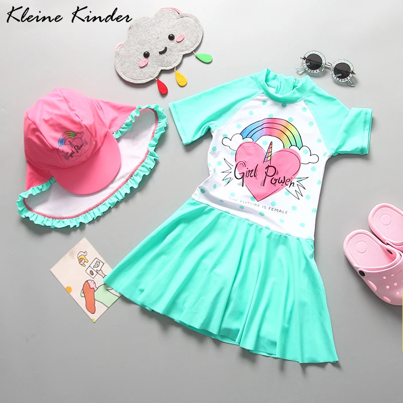 Купальный костюм для маленьких девочек UV50 Цельный Детский купальник От 2 до 11 лет