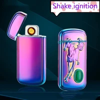 luxury jade smart charging shake ignition usb charging cigarette lighter new fashion 3d embossed creative lighter