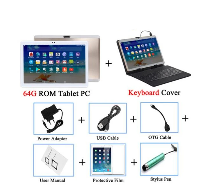 add Keyboard Android 8,0, 3G, 4G планшет, 10 дюймов, 1920X1200, Full HD, 8 ядер, 64 ГБ rom, камера, МП, телефон, звонок, Wifi, планшетный ПК для детей, подарки - Комплект: add Keyboard