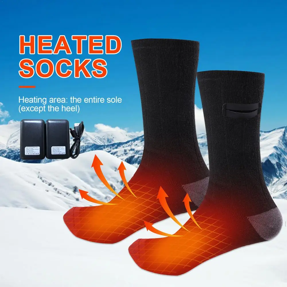 

Winter Electric Heated Socks 4000mah Rechargeable Warm Mid-Calf Heating Socks Sport 3 Speed Temperature Adjustment Foot Warmer