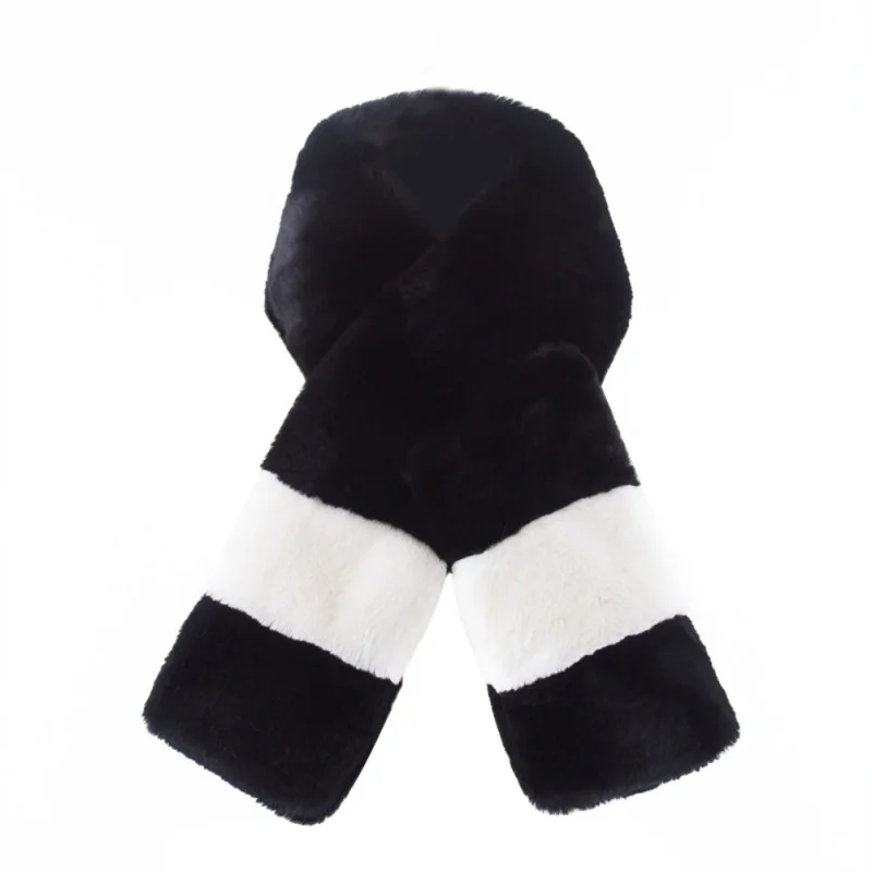 

Multi-function Winter Scarves Plush Scarves Thick Shawl Scarf Plush Warm Scarf Stitching Color Imitation Rabbit