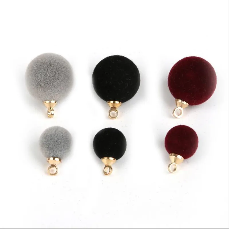 10 шт./партия флокированные бусины плюшевые Шаровые Подвески Разъемы для сережек