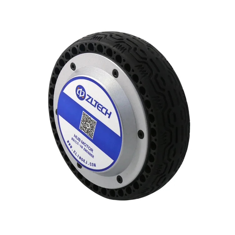 

ZLTECH 6.5inch 350W 200RPM 24V 150kg IP65 4096-line encoder brushless dc wheel hub servo motor with traceless tire for robot