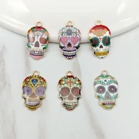bulk 10 sugar skull charms metal hells angels charms pendant for bracelet earrings jewelry diy accessory gothic skull charm io7