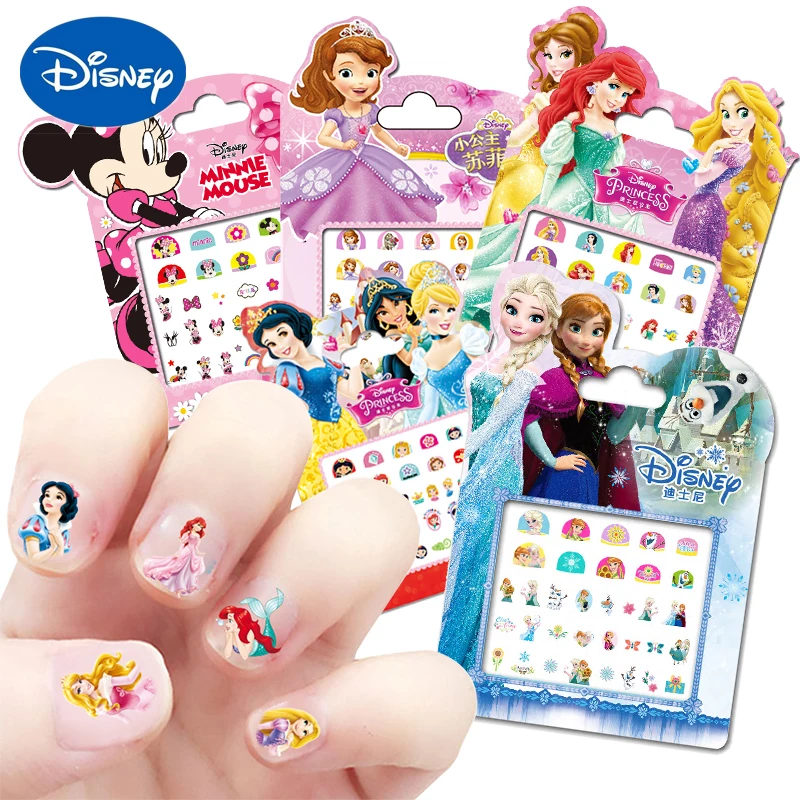 disney mickey mouse minnie mouse makeup nail stickers toys snow white sophia anna elsa kids cartoon anime figures 3d sticker free global shipping
