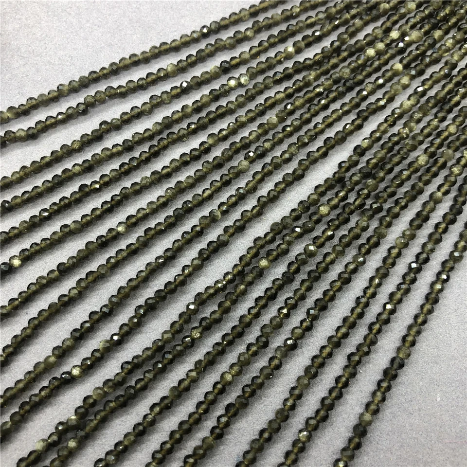 Золотистый обсидиан 2/3/4 мм маленькая фотоблестящая огранка сделай сам - купить по