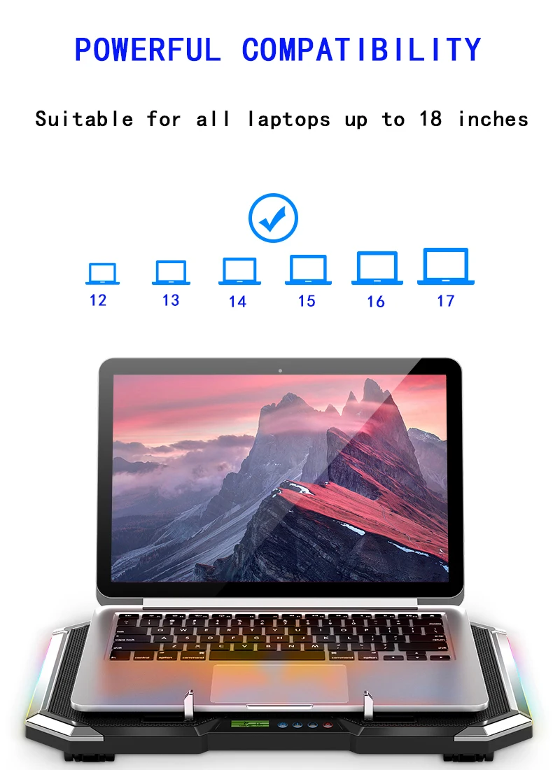 NUOXI игровой ноутбук кулер шесть вентиляторов светодиодный экран два usb-порта 2600 об/мин охлаждающая подставка для ноутбука Подставка для ноутбука 12-17 дюймов