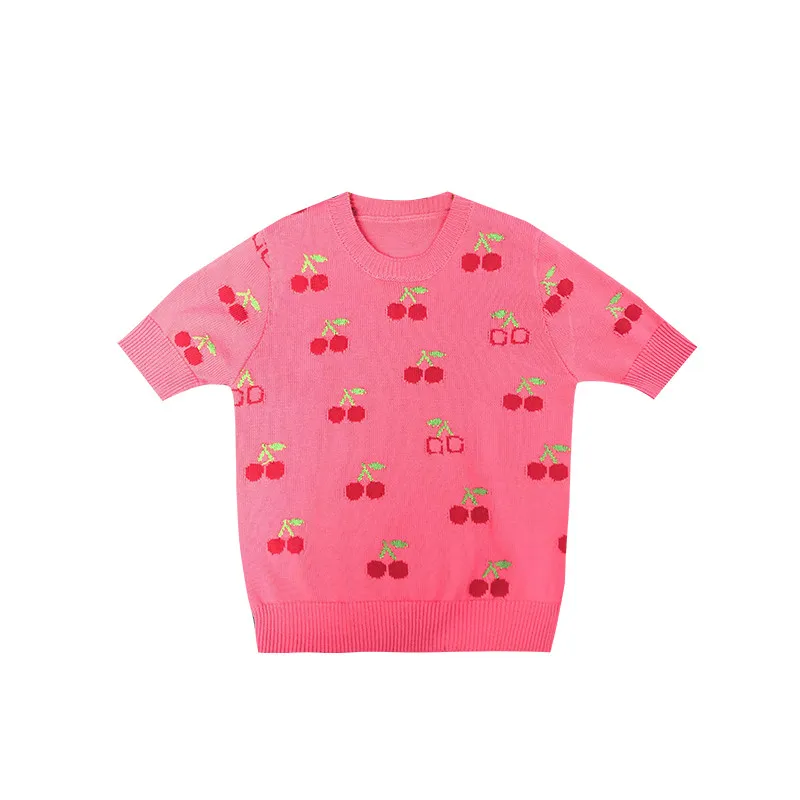 Элегантная Женская Осенняя коллекция 2019 года с принтом вишни круглым вырезом