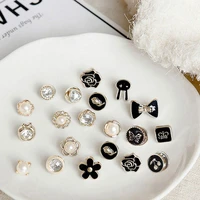 10pcs button brooch set imitation pearl rhinestones pin coat clothes accessories gift prevent exposure brooches for women