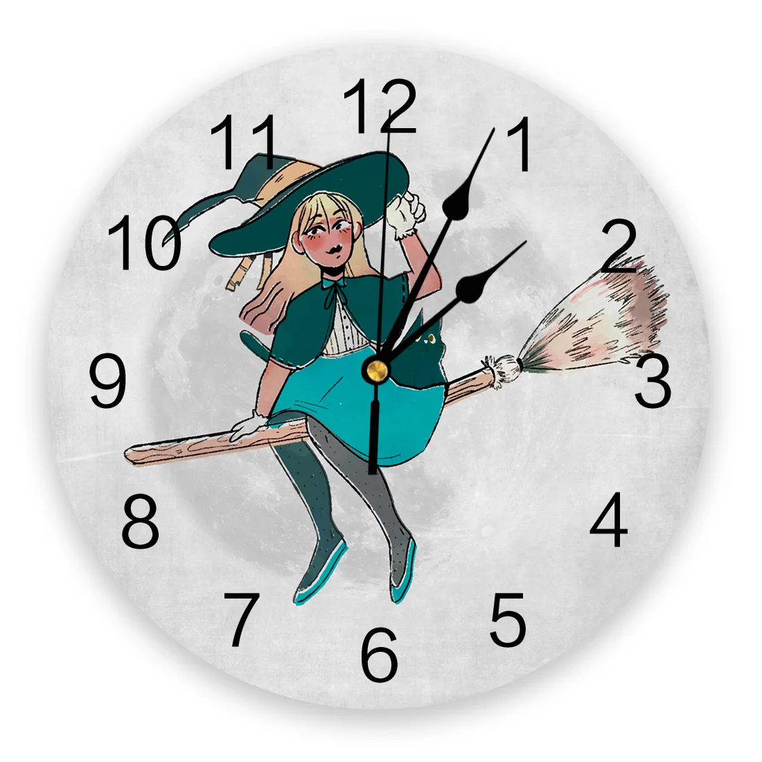 Настенные часы из ПВХ с изображением Хэллоуина ведьмы Луны настенные домашний