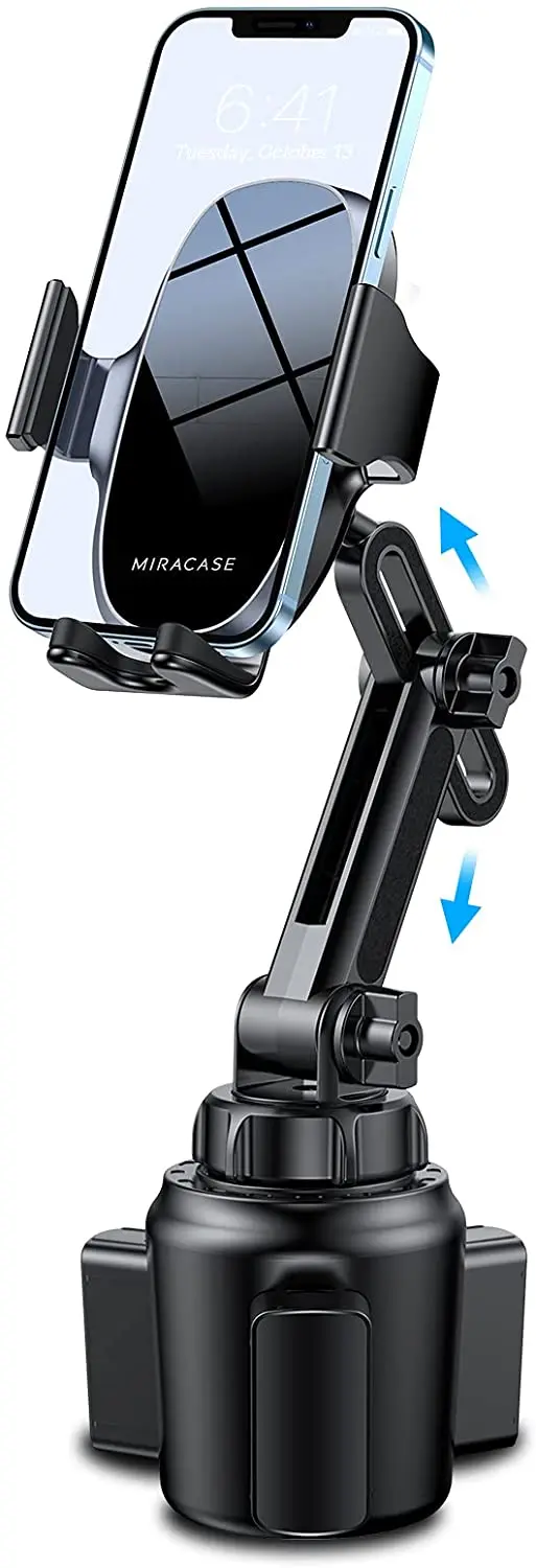 

[2021-2nd Generation] Cup Phone Holder for Car, Miracase Upgraded Universal Hands Free Car Cup Holder Phone Mount Cradle with