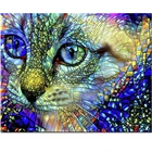 Алмазная 5D живопись сделай сам, вышивка крестиком, полностью круглая Алмазная вышивка, абстрактное искусство, узор в виде кошек, стразы, домашний декор