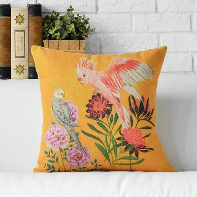 

Льняная наволочка с принтом птиц 45x45 см