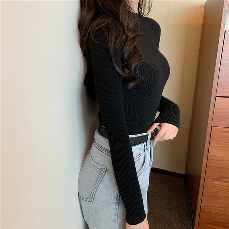 5 Цвета варианты Бесплатная Размеры женские свитера осень длинный рукав сплошной