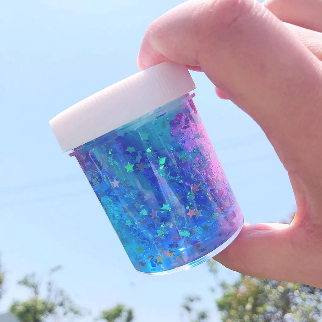 Смешивание облаков слизь моделирование глина наполнитель прозрачная коробка