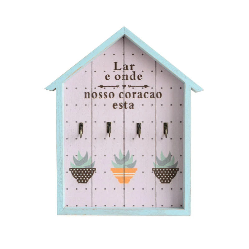 Настенная вешалка для ключей с крючками и надписью | Дом сад