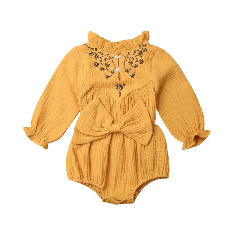 Милая одежда для маленьких детей 2019 девочек с длинными рукавами и большим бантом