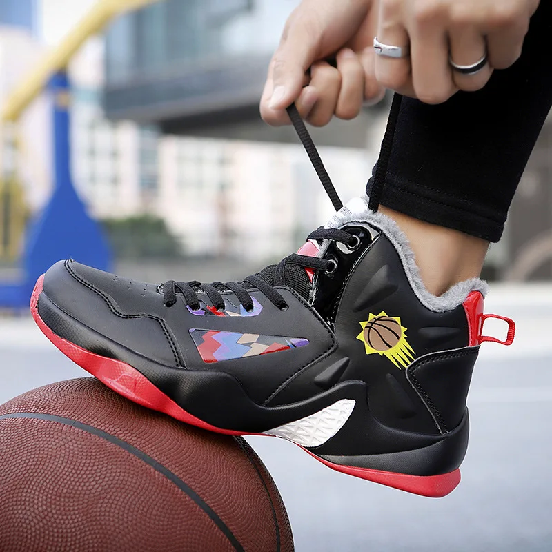 Winter Men Basketball Shoes Breathable Sneakers Anti-skid High-top Unisex Women‘s Warm Plush Sneaker Jordan | Спорт и развлечения