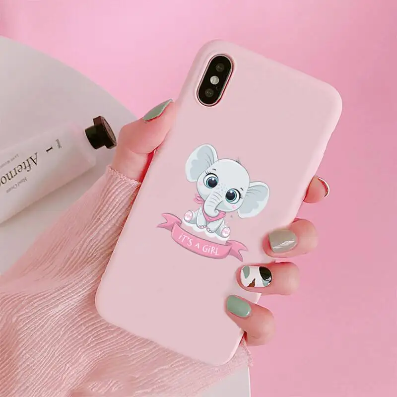 

Cute hippo cartoon Elephant Phone Case Candy Color for iPhone 6 7 8 11 12 s mini pro X XS XR MAX Plus