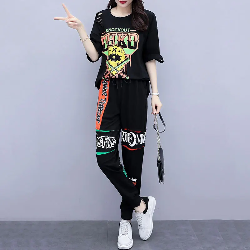 Летний комплект из 2 предметов женские брюки женская повседневная одежда двух