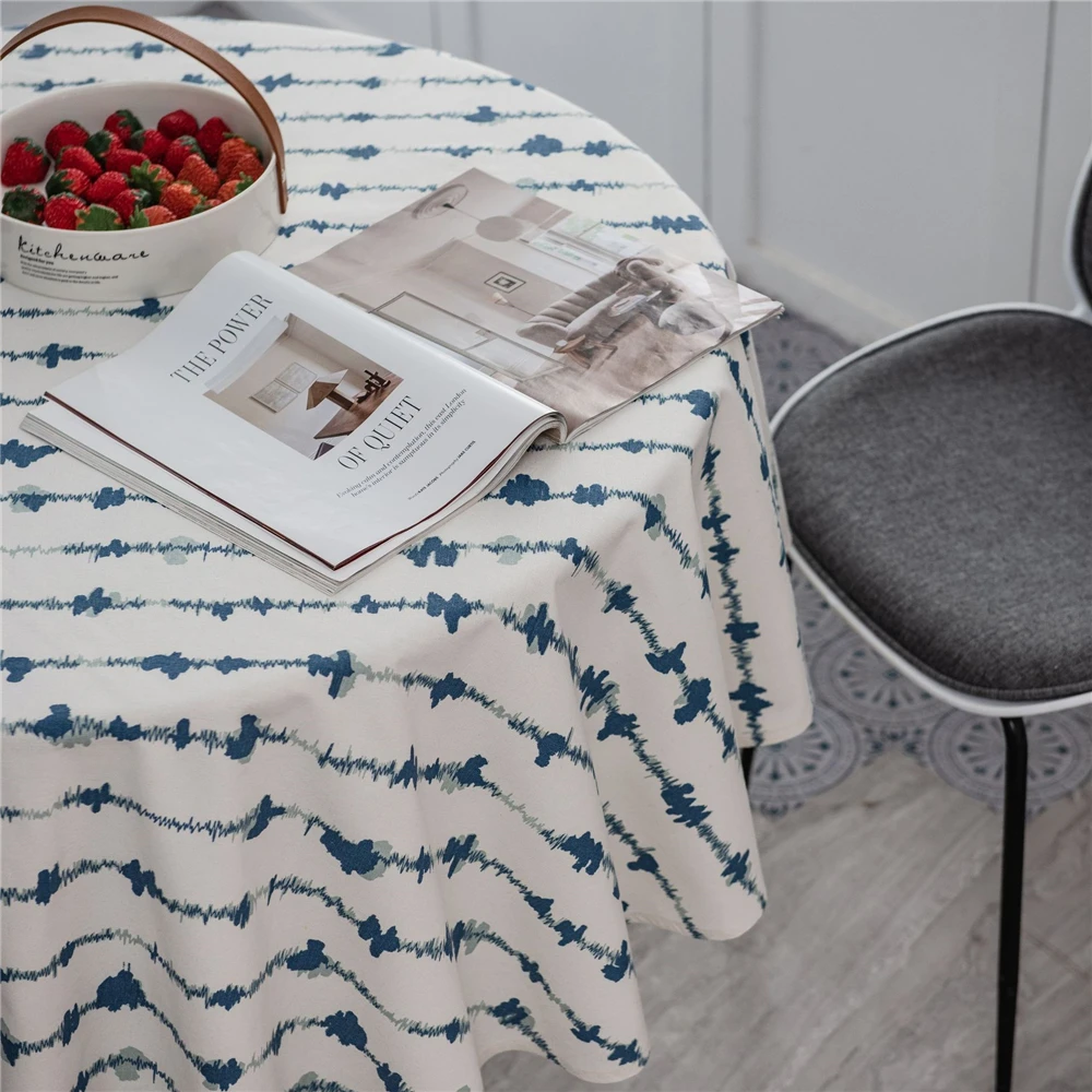 1 шт. круглая скатерть из хлопка и льна 150 см | Дом сад