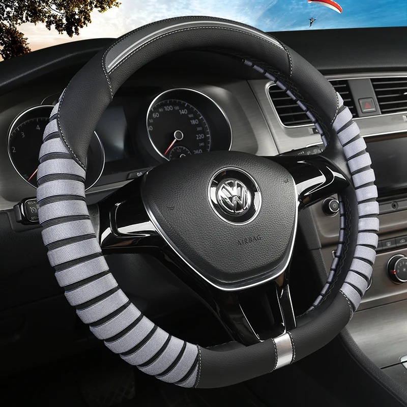 Полностью Покрытые эко-кожаные автомобильные чехлы для руля из искусственной