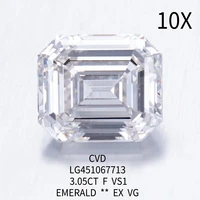 3 05carat emerald cvd lab grown diamond f color vs1 clarity igi certificate
