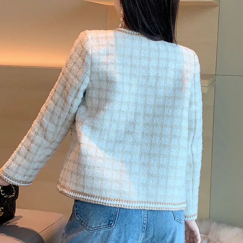 

Korean Office Lady Outwear Winter O Neck Woolen Short Jacket Coat Women Vintage Casaco Femme Warm Tweed Jacket Elegant Overcoat