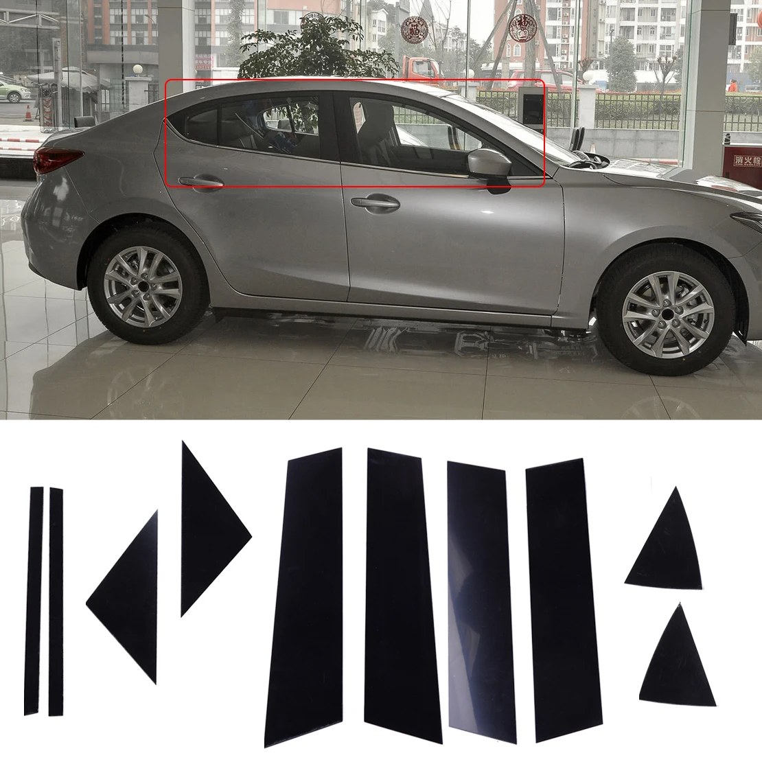 

1 Set Door Window Pillar Post Cover Trim Sticker Fit for Mazda 3 Axela 2014 2015 2016 2017 Car Accessories