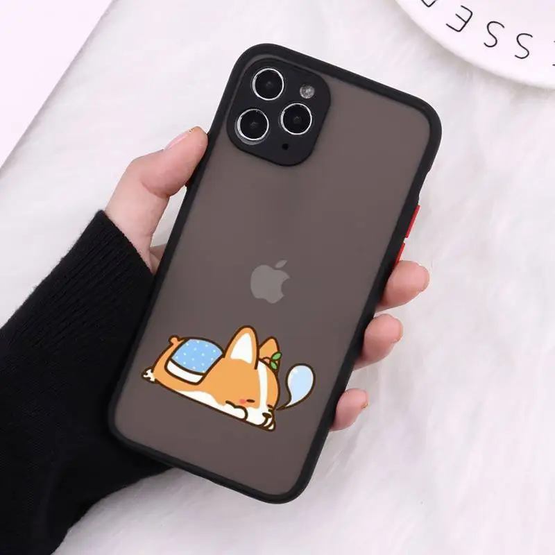 

Cute cartoon corgi dog Phone Cases Matte Transparent For iPhone 12 Mini 11 Pro XR XS Max 7 8 Plus