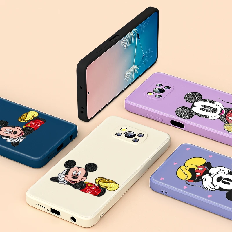 

Disney Mickey Minnie For Xiaomi Poco 6 CC9 A3 Lite Mix 3 4 X3 NFC X2 M2 C3 M3 Pro F3 GT Liquid Silicone Phone Case
