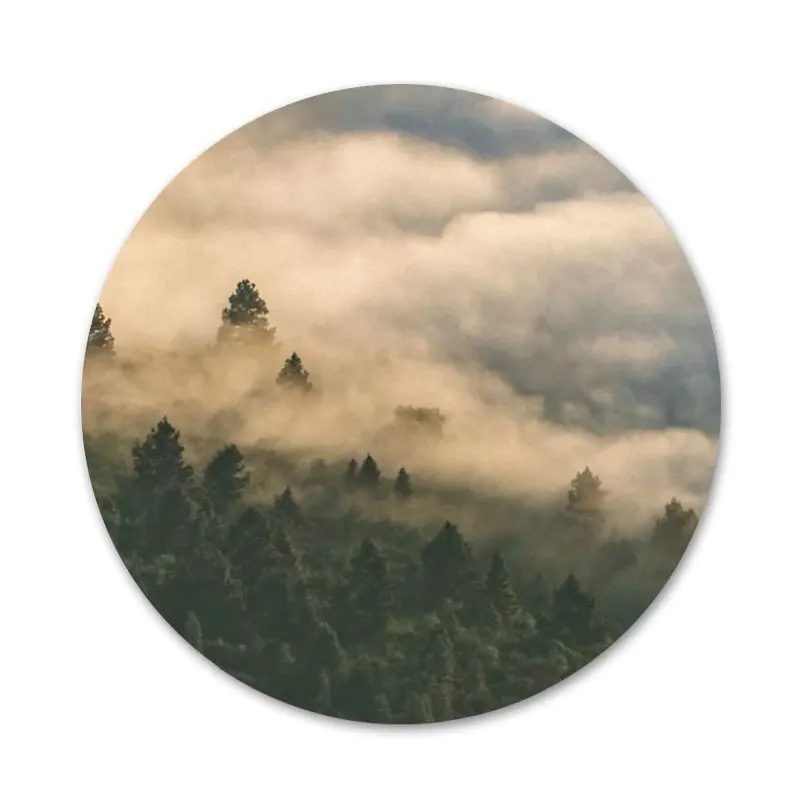 Горный лес облака Значки значки значок Металлические для одежды рюкзака
