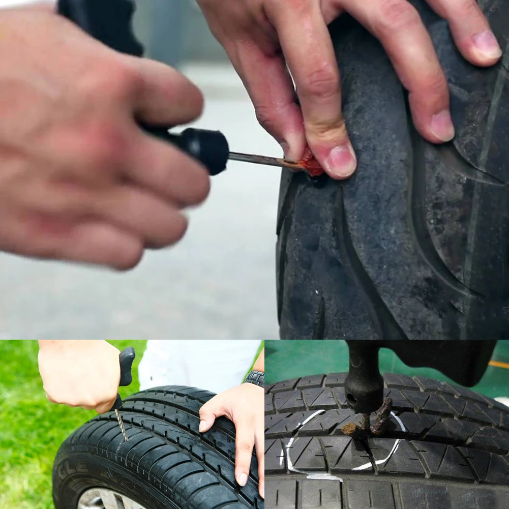 набор для ремонта шин tire puncture repair kit. комплект для прокола шин авто. починка бескамерной шины. ремкомплект боковых порезов шин. боковой прокол колеса.