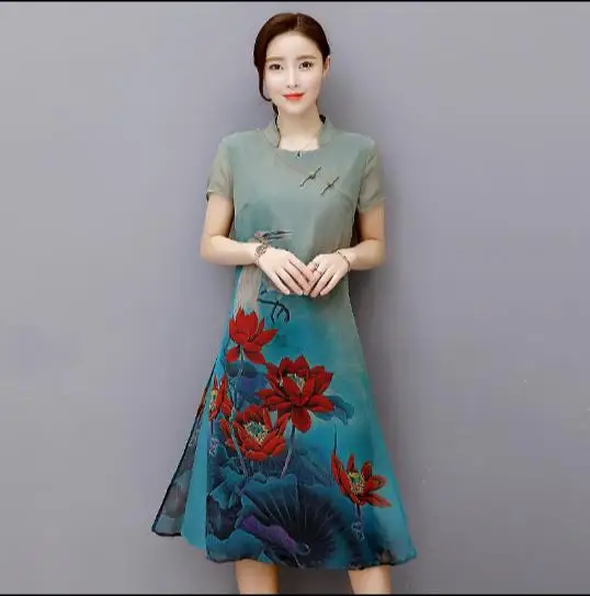 2019 платье с цветочным принтом асимметричное шелковое для женщин Бохо модное