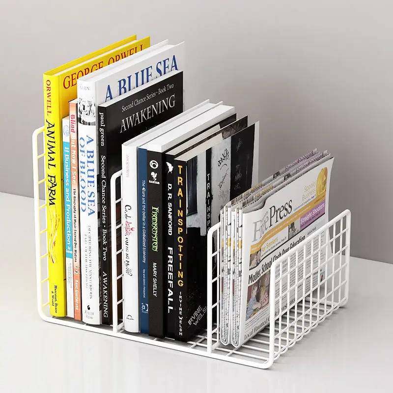 

Creative Desk Organizer Bookshelf Nordic Style Triangle Iron Book Holder Stand Desktop Decoration Storage Rack Simple Bookends