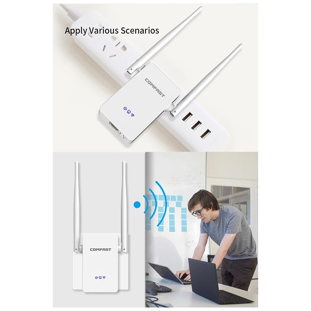 

new 2021 WiFi Range Extender 2.4G/5G Dual Band Signal Booster 1200Mbps WiFi Range Extender with 2 External Antennas